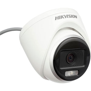 Cámara Turret Colorvu metálica Hikvision 2Mpx/1080p Imagen a color 24/7 Lente 2.8 mm 20 mts DS-2CE70DF0T-MF