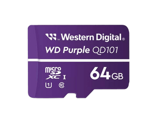 Tarjeta MicroSD de 64GB PURPLE de WD, Especializada Para Videovigilancia.